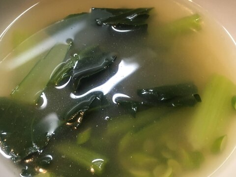 にんにくの芽、小松菜の味噌汁